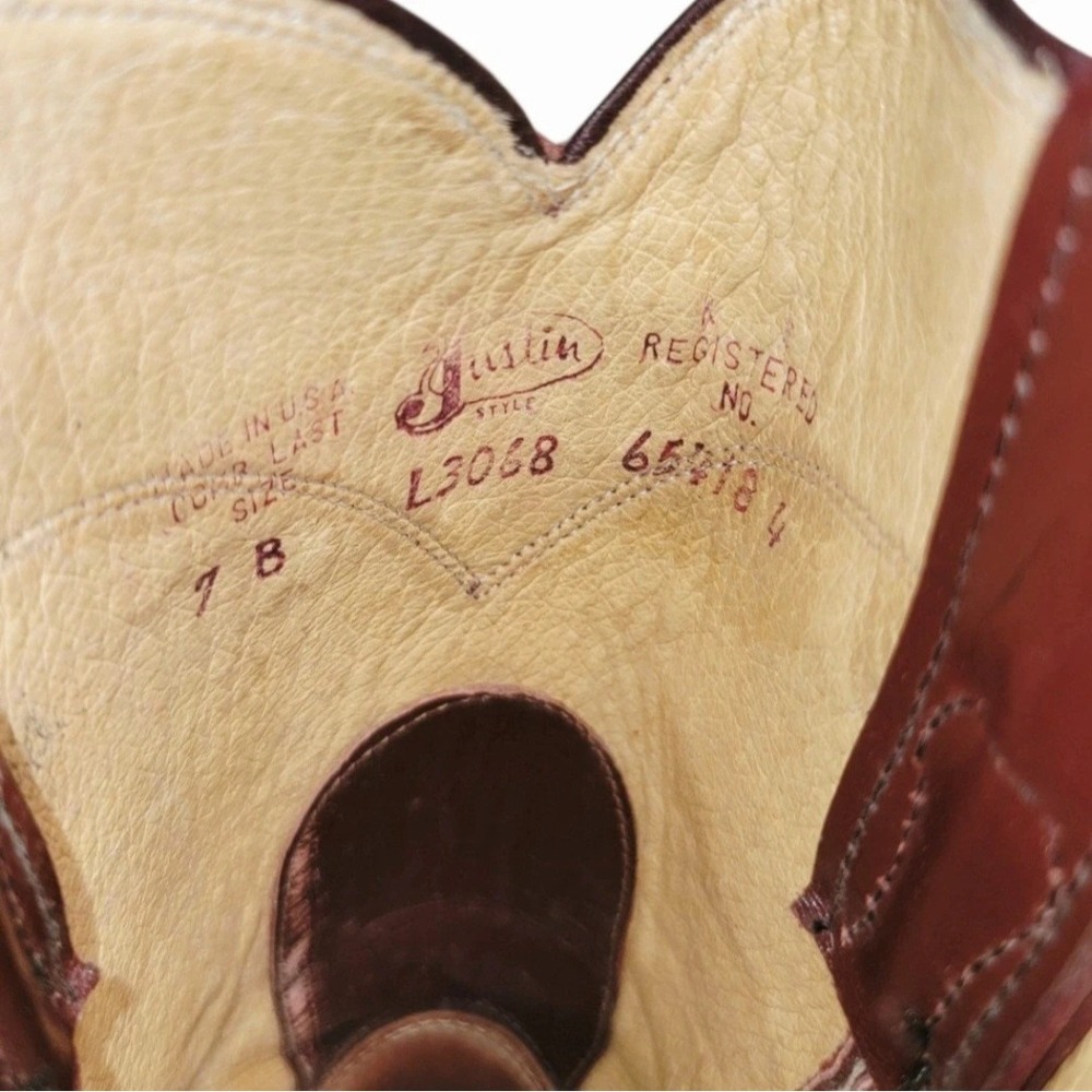 Justin Women's Western Cowboy Boots Size 7B Burgundy Leather USA - Picture 4 of 5